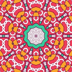 Abstract Pattern Mandala Flowers Plant Art Colorful Red Green Yellow 491