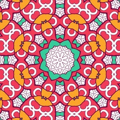 Abstract Pattern Mandala Flowers Plant Art Colorful Red Green Yellow 488