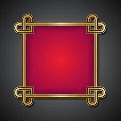 Blank Empty Frame Love Knot Golden Color With Red and Black Gradient Luxury Background Illustration