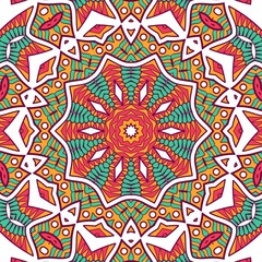 Abstract Pattern Mandala Flowers Plant Art Colorful Red Green Yellow 468