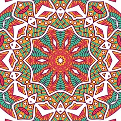 Abstract Pattern Mandala Flowers Plant Art Colorful Red Green Yellow 468