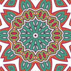 Abstract Pattern Mandala Flowers Plant Art Colorful Red Green Yellow 464