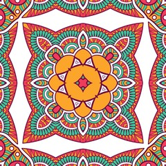 Abstract Pattern Mandala Flowers Plant Art Colorful Red Green Yellow 454