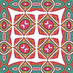 Abstract Pattern Mandala Flowers Plant Art Colorful Red Green Yellow 449