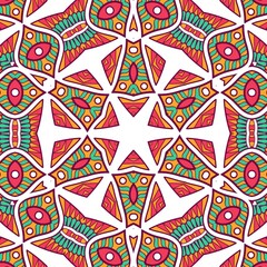 Abstract Pattern Mandala Flowers Plant Art Colorful Red Green Yellow 448