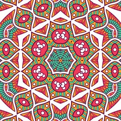 Abstract Pattern Mandala Flowers Plant Art Colorful Red Green Yellow 447