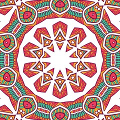 Abstract Pattern Mandala Flowers Plant Art Colorful Red Green Yellow 445
