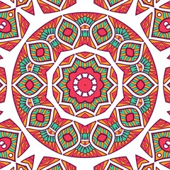 Abstract Pattern Mandala Flowers Plant Art Colorful Red Green Yellow 419