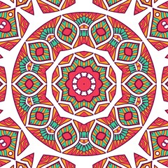Abstract Pattern Mandala Flowers Plant Art Colorful Red Green Yellow 419