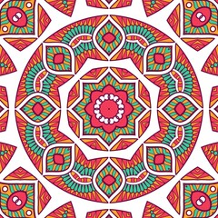 Abstract Pattern Mandala Flowers Plant Art Colorful Red Green Yellow 418