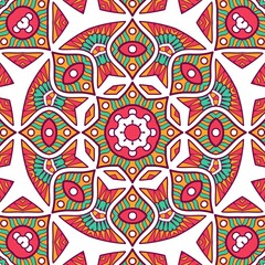 Abstract Pattern Mandala Flowers Plant Art Colorful Red Green Yellow 417