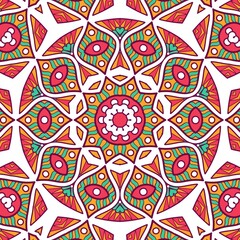 Abstract Pattern Mandala Flowers Plant Art Colorful Red Green Yellow 415