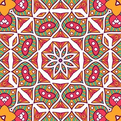 Abstract Pattern Mandala Flowers Plant Art Colorful Red Green Yellow 412