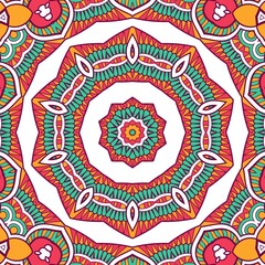 Abstract Pattern Mandala Flowers Plant Art Colorful Red Green Yellow 403