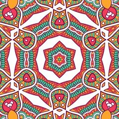 Abstract Pattern Mandala Flowers Plant Art Colorful Red Green Yellow 401