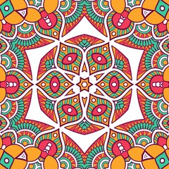Abstract Pattern Mandala Flowers Plant Art Colorful Red Green Yellow 399
