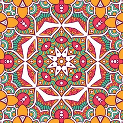 Abstract Pattern Mandala Flowers Plant Art Colorful Red Green Yellow 398