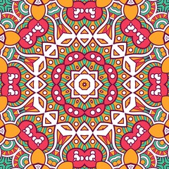 Abstract Pattern Mandala Flowers Plant Art Colorful Red Green Yellow 395