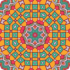 Abstract Pattern Mandala Flowers Plant Art Colorful Red Green Yellow 357