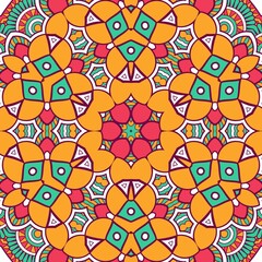 Abstract Pattern Mandala Flowers Plant Art Colorful Red Green Yellow 354