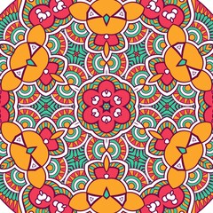 Abstract Pattern Mandala Flowers Plant Art Colorful Red Green Yellow 352