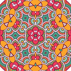 Abstract Pattern Mandala Flowers Plant Art Colorful Red Green Yellow 352