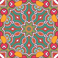 Abstract Pattern Mandala Flowers Plant Art Colorful Red Green Yellow 346