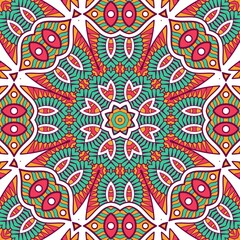 Abstract Pattern Mandala Flowers Plant Art Colorful Red Green Yellow 339