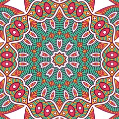 Abstract Pattern Mandala Flowers Plant Art Colorful Red Green Yellow 338