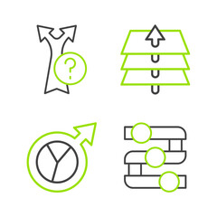 Set line Graph, chart, diagram, Financial growth, Layers and Arrow icon. Vector
