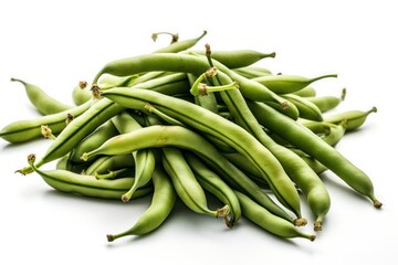 Fototapeta premium a bunch of green beans on a white background. Generative AI