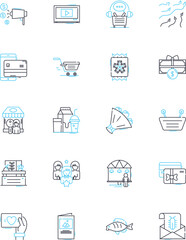 International finance linear icons set. Forex, currency, exchange, trade, investment, banking, globalization line vector and concept signs. capital,risk,regulation outline illustrations