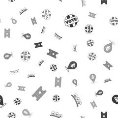 Set Vote, Carnival garland with flags, Eagle and Baseball ticket on seamless pattern. Vector