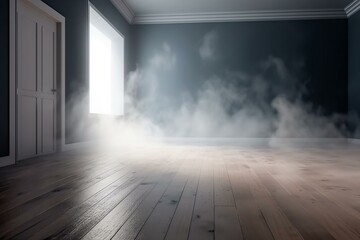 fog or smoke isolated special effect on the floor. White cloudiness, mist or smog background. Generative AI