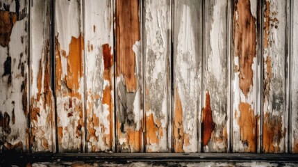 Close-up of White and Orange Painted Wooden Wall
