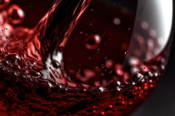 Red wine pouring into glass close-up. Generative AI