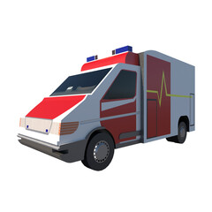 Low Poly Ambulance 1- Perspective F view png