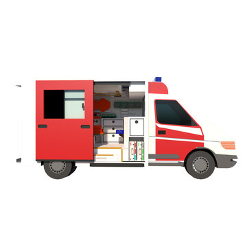 Low Poly Ambulance 1- Lateral view png