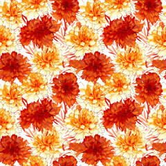 Marigold - Seamless Watercolor Pattern Flowers - perfect for wrappers, wallpapers, wedding invitations, romantic events.