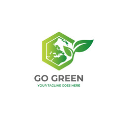 Unique Go Green Logo Design Vector Graphic