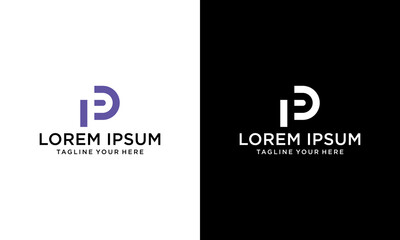 Premium vector abstract modern PD letter logo design on a black and white background.