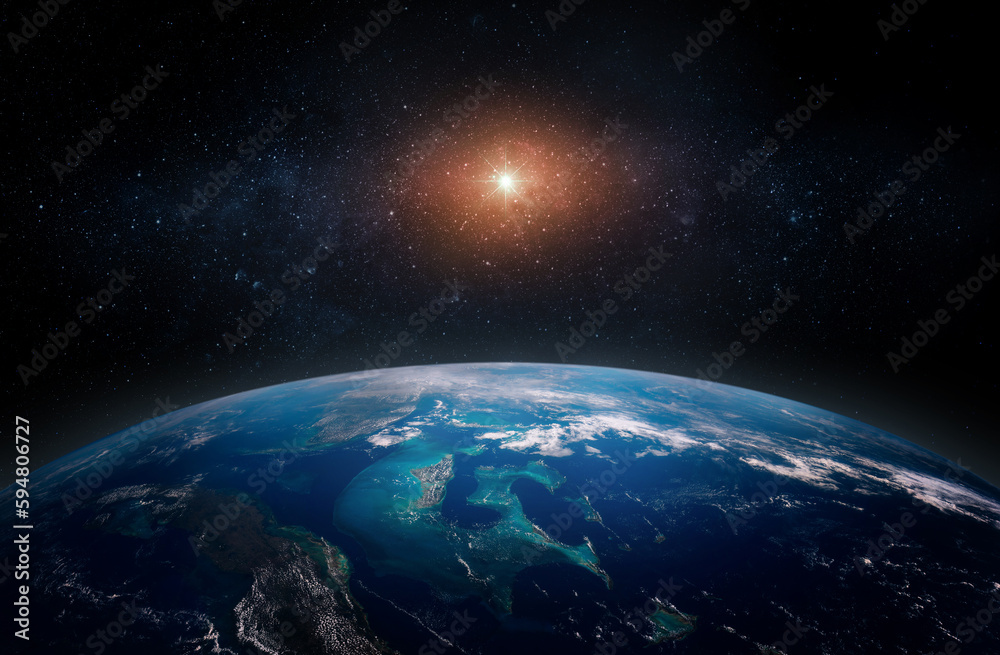 Canvas Prints panoramic view of the earth and star. sunrise over planet earth, view from space. elements of this i