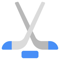 A flat design icon of ice hockey