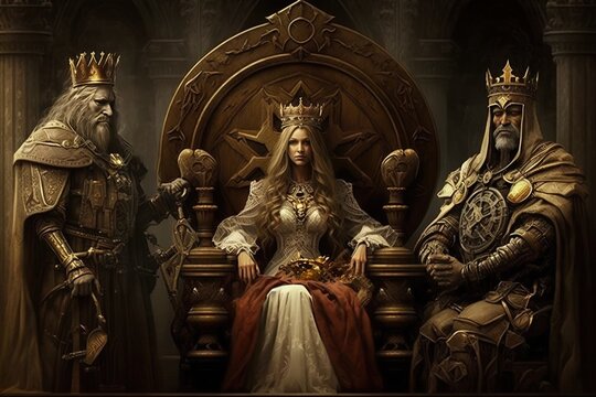 a couple of people sitting on top of a throne Generative AI