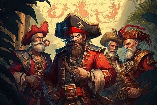 a group of pirates standing next to each other Generative AI