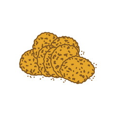 parmesan chips doodle icon, vector color line illustration