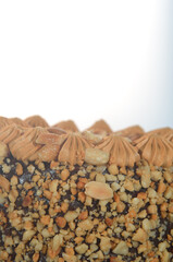 chocolate hazelnut cake background closeup