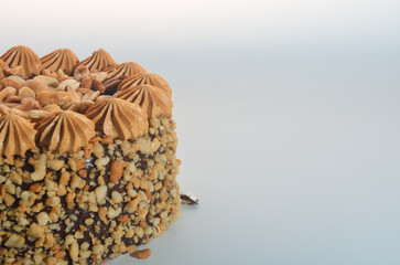 chocolate hazelnut cake isolated on white background