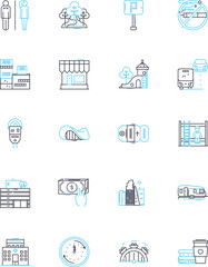 Modern culture linear icons set. Technology, Diversity, Social media, Individualism, Globalization, Consumerism, Innovation line vector and concept signs. Cyberculture,Creativity,Progression outline