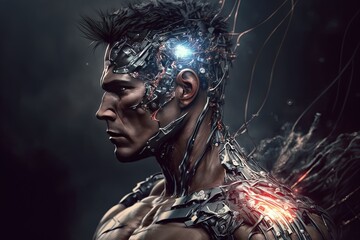 a man with a head full of wires and wires Generative AI